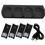 Nicoone Ladestation für Wii Controller, 4 in 1 Controller Ladestation mit 4 Stück 2800 mAh Wiederaufladbaren Batterien für Wii/Wii U-Spielfernbedienung(Schwarz)