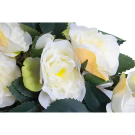 Botanic-Haus Rosenkranz (mit verschiedenfarbigen künstlichen Rosen) auf Drahtring (Creme-weiß-leicht-gelb)