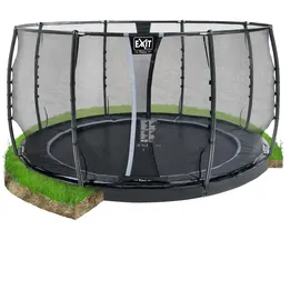 EXIT TOYS Dynamic ebenerdiges Trampolin 427 cm inkl. Sicherheitsnetz schwarz
