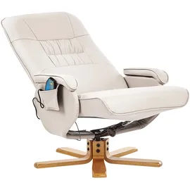Beliani Massagestuhl RELAXPRO Kunstleder 75 x 100 x 80 cm Hellbeige mit Fußstütze