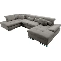 Set One by Musterring Wohnlandschaft "SO 4100 komfortable Federkernunterfederung, inkl. Kopfteilverstellung", grau (grau 10), B:365cm H:80cm T:225cm, SET ONE BY MUSTERRING, Sofas, Wohnlandschaft, wahlweise Bettfunktion und Sitztiefenverstellung, U-Form