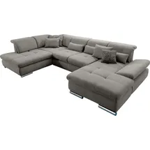 Set One by Musterring Wohnlandschaft "SO 4100 komfortable Federkernunterfederung, inkl. Kopfteilverstellung", grau (grau 10), B:365cm H:80cm T:225cm, SET ONE BY MUSTERRING, Sofas, Wohnlandschaft, wahlweise Bettfunktion und Sitztiefenverstellung, U-Form