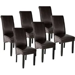 TECTAKE Esszimmerstuhl, ergonomisch, massives Hartholz  6er Setbraun