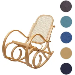 Schaukelstuhl M41, Schwingsessel Fernsehsessel, Massiv-Holz Rattan, FSC¬Æ-zertifiziert ~ Eiche-Optik