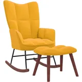 ✅  Schaukelstuhl Schaukelsessel mit Hocker Polstersessel Sessel Relaxstuhl Samt