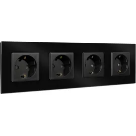 Navaris Schuko-Steckdose 4-fach Schwarz 1 St.