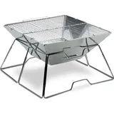 AceCamp Holzkohlegrill To Go Mittel – Faltbarer Campinggrill aus Edelstahl