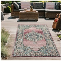 Outdoorteppich Teppich Orient Teppich Outdoor Wohnzimmerteppich Vintage in rosa, Teppich-Traum, rechteckig, Höhe: 5 mm blau|grau|lila|rosa rechteckig - 80 cm x 150 cm x 5 mm