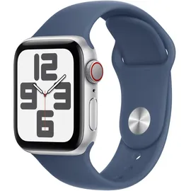 Apple Watch SE GPS + Cellular 40 mm Aluminiumgehäuse Silber, Sportarmband Denim M/L