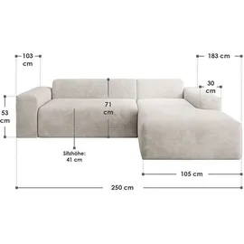 Juskys Sofa in L-Form Vals rechts Beige