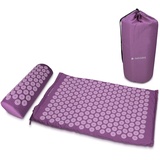 Navaris 2in1 Akupressur Massage Set - Akupressurmatte und Kissen mit Tasche - Akupressur Matte und Kopfkissen - Nadelmatte Violett