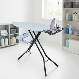 Relaxdays Bügelbrett 123 x 46 cm höhenverstellbar, klappbar, Bügelstation & Ablage, mint/weiß