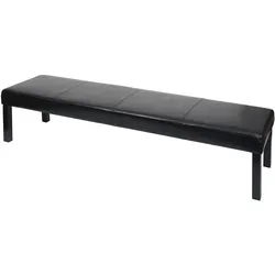 Sitzbank Polsterbank Bank M37 Kunstleder ~ 180x43x49 cm schwarz glänzend, dunkle Beine