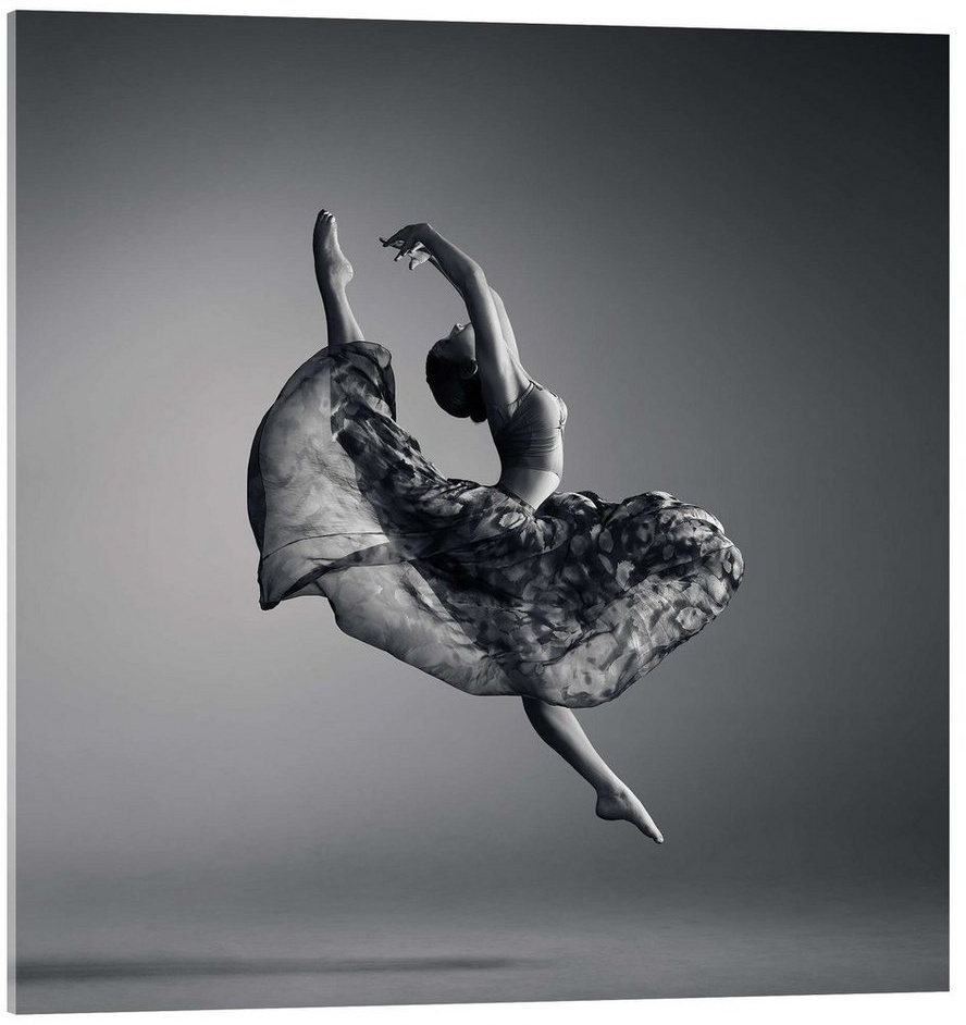Posterlounge Acrylglasbild Johan Swanepoel, Ballerina im Sprung, Wohnzimmer Fotografie schwarz 70 cm x 70 cm