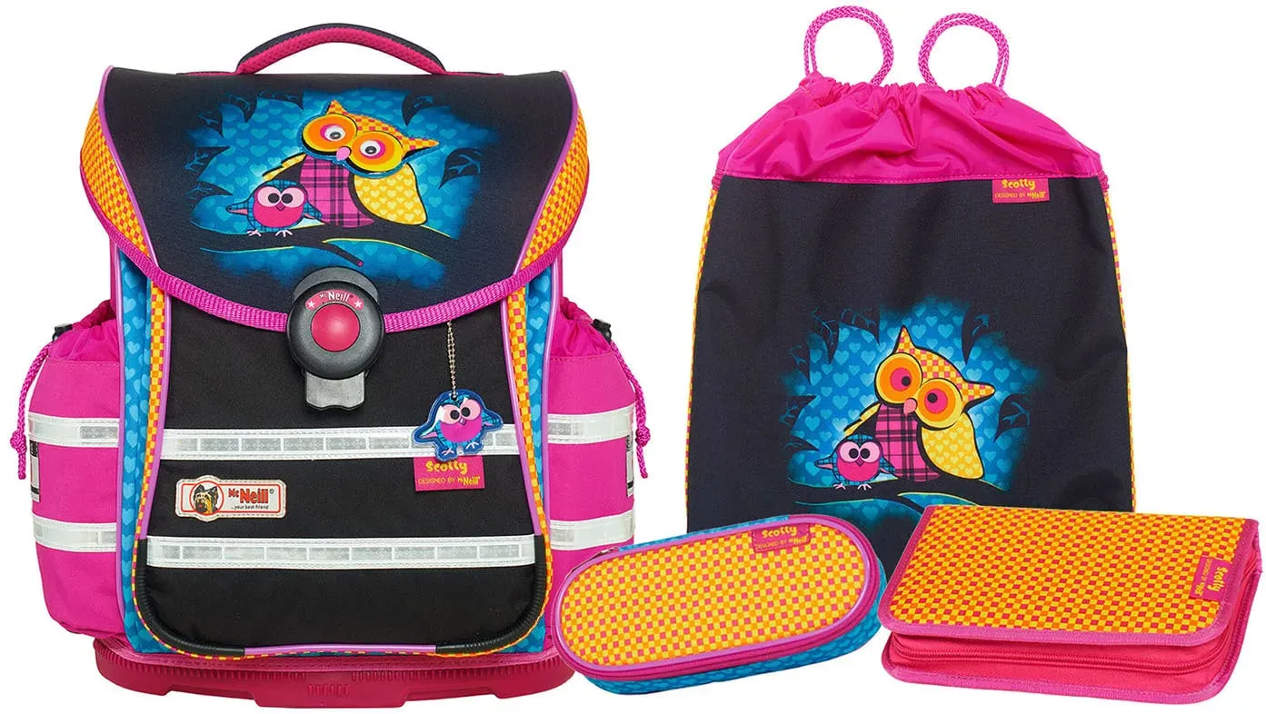 McNeill Schulranzen Set 4-tlg. Ergo Light Plus Fashion Line scotty