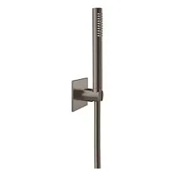 Herzbach Design iX PVD Wannenset 21.914000.2.40 Black Steel, mit Konushalter, Brauseschlauch 1.250mm
