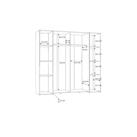 Forte Drehtürenschrank Kalixtus 200,1 x 190,5 x 61,6 cm Grau