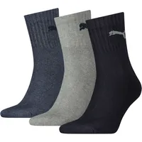 Puma Short Crew Socken 3er Pack Blau/Grau 43-46