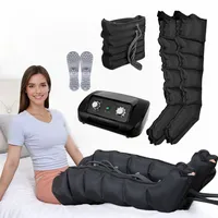 Lymphdrainage Gerät für Beine und Bauch, 6 Kammern Beinmassagegerät Lymphdrainage Recovery Boots Professionelles gegen Lipödem & Schwellungen, 30-240mmHg Einstellbarer Druck (Schwarz Beine+Bauch, L)