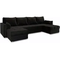 Masseno Wohnlandschaft, Schwarz, Holz, 4-Sitzer, U-Form, 285x83x140 cm, Wohnzimmer, Sofas & Couches, Wohnlandschaften, Wohnlandschaften in U-Form