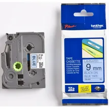 Brother TZe-521 laminiert schwarz auf blau 0,9cm x 8m
