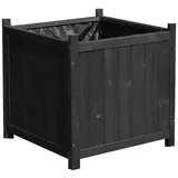 MuCoLa Blumenkübel Holz Pflanzkasten 50x50 cm Blumentrog Blumentopf Schwarz Pflanztopf Blumenkasten für Innen und Außen Pflanztrog Übertopf