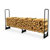 Proregal Kaminholzregal CHIMERA Metall 117 x 260 x 36 cm inkl. Abdeckung und Handschuhe Schwarz