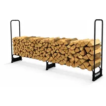 Proregal Kaminholzregal CHIMERA Metall 117 x 260 x 36 cm inkl. Abdeckung und Handschuhe Schwarz