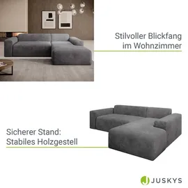Juskys Sofa in L-Form Vals rechts Dunkelgrau