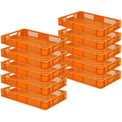 10 x Eurobehälter/Stapelbehälter, LxBxH 600 x 400 x 90 mm, Inhalt 15 Liter, orange