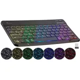 GeneralKeys Kompakte Multi-Device-Akku-Funktastatur Bluetooth, LED 7 Color ,QWERTZ