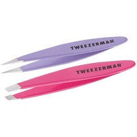 Tweezerman Pinzetten Set Mini Version Schräg und Oval Spitz, Pink Lavendel