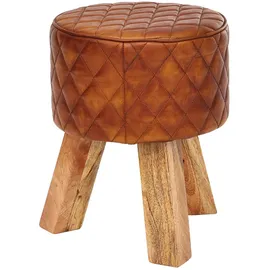 KADIMA DESIGN Sitzhocker Leder 35 x 46 x 35 cm Braun