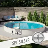 POOL Total Set SILBER Ø 5,00 x 1,20 m Folie sand 0,80 mm, teileingelassen