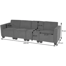 Mendler Modular 4-Sitzer Sofa Couch Lyon, Stoff/Textil ~ grau