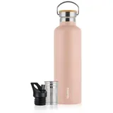 Blumtal Thermosflasche 1L - doppelwandige Trinkflasche 1L - Thermoflasche 1L BPA frei - Edelstahl Trinkflasche 1L - Teeflasche - Trinkflasche Thermo - Sportflasche 1000ml - Mellow Rose