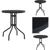 Vidaxl - Gartentisch Schwarz 80 cm Stahl und Glas - Gartentisch - Runder Tisch - Edelstahltisch - Glastisch - Outdoortisch
