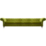 JV Möbel Olivengrüne Chesterfield Möbel Designer 4-Sitzer Couch Textil Sitzmöbel