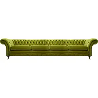 JV Möbel Olivengrüne Chesterfield Möbel Designer 4-Sitzer Couch Textil Sitzmöbel