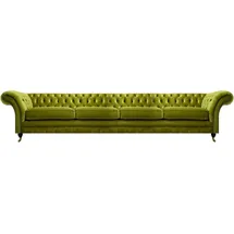 JV Möbel Olivengrüne Chesterfield Möbel Designer 4-Sitzer Couch Textil Sitzmöbel