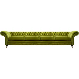 JV Möbel Olivengrüne Chesterfield Möbel Designer 4-Sitzer Couch Textil Sitzmöbel