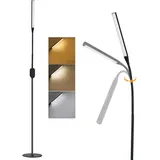 Homefire LED Stehlampe Standleuchte Leselampe - 178CM Stehleuchte Dimmbar Büro Standlampe Schlafzimmer Schwarz Modern Touch 9W Lesestehlampe mit Timer und Memory Funktion für Wohnzimmer