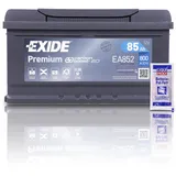 Exide EA852 Premium Carbon Boost Autobatterie 12V 85Ah 800A PKW KFZ Starterbatterie Batterie Ersetzt 77Ah 79Ah 80Ah 82Ah 84Ah + 1x Batteriepolfett