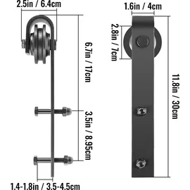 Vevor Schiebetürbeschlag 366cm Länge Schwarz