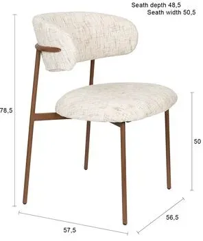 2er-Set White Label Stuhl Claes Stoff Weiß