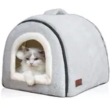 OMIVIER Katzenbett für Indoor-Katzen, faltbare Katzenhöhle, rutschfeste und wasserabweisende Unterseite, Katzenhäuser für Indoor-Katzen oder kleine Hunde, Kätzchen-Zelt, Kaninchenbett, Katzenbetten