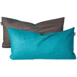 SCHIESSER Kissenbezug Doubleface 40 x 80 cm Türkis-Dunkelgrau
