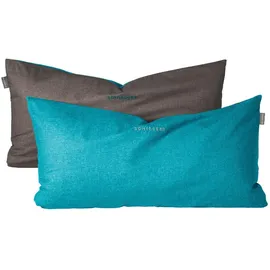 SCHIESSER Kissenbezug Doubleface 40 x 80 cm Türkis-Dunkelgrau