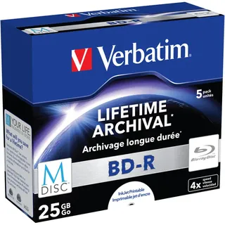 Verbatim M-Disc Blu-ray BD-R 25 GB 5 St. Jewelcase bedruckbar