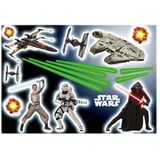 KOMAR Wandtattoo Star Wars EP7 - Größe 50 x 70 cm (17 St.), selbstklebend, Wandsticker, Kinderzimmer, schwarz-weiß